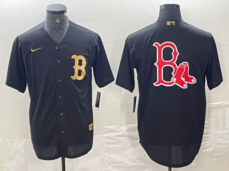 Men Boston Red Sox Blank Black gold 4 th generation Nike 2024 MLB Jersey style 3